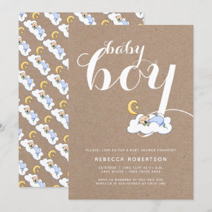 Schlafende Baby-Dusche Kraftpapiertypografie Einladung