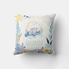 Schlafende Baby Elephant Boho Name Kinderzimmer Ki Kissen