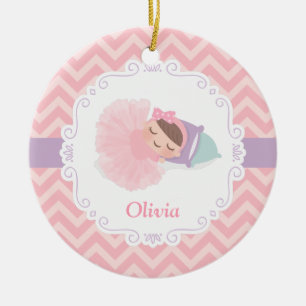 Schlafende Ballerina Baby Mädchen Personalisierter Keramikornament