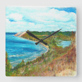 Schlafende Bären Dunes Lakeshore Michigan Beach Quadratische Wanduhr