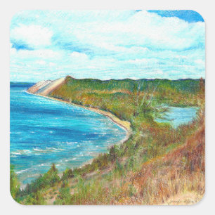 Schlafende BärenDunes Lakeshore Michigan Beach Pa Quadratischer Aufkleber