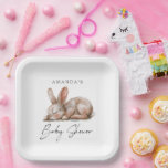 Schlafende Bunny Neutral Farben Vielen Dank Pappteller<br><div class="desc">Schlafende Bunny Neutral Farben Vielen Dank</div>