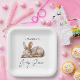 Schlafende Bunny Neutral Farben Vielen Dank Pappteller