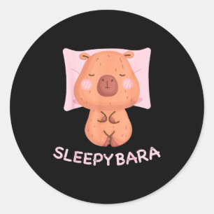 Schlafende Capybara-Pyjamas Nachtgewand Sleepybara Runder Aufkleber