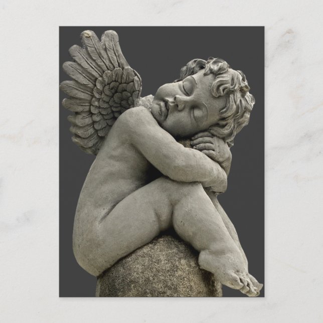 Schlafende Cherub Engel Skulptur Post Card. Postkarte (Vorderseite)
