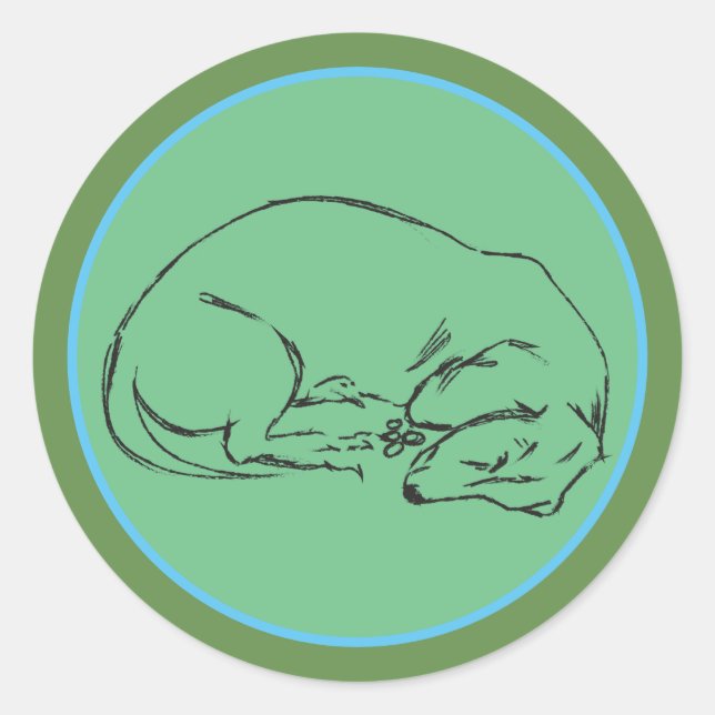 Schlafende Dackel Hundekleber Runder Aufkleber (Vorderseite)