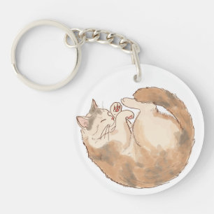 Schlafende dreifarbige Katze Acryl-Schlüsselanhäng Schlüsselanhänger