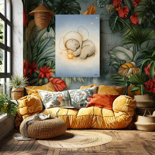 Schlafende Elefanten-Kinderzimmer-Baby-Illustratio Poster