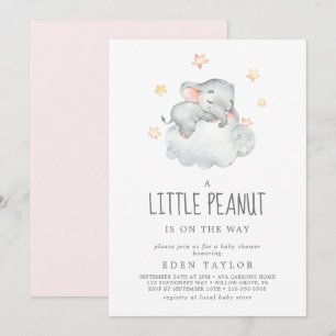 Schlafende Elephant Girl Little Peanut Baby Dusche Einladung