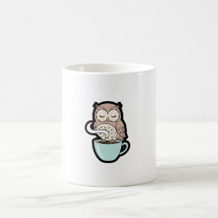 Schlafende Eule auf Kaffee – süße gemütliche Illus Kaffeetasse