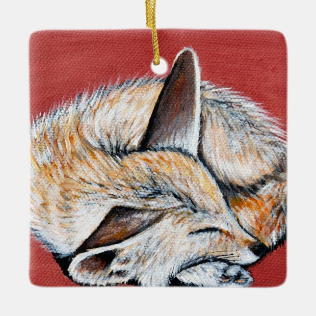 Schlafende Fennec Fox-Malerei Keramikornament (Vorderseite)