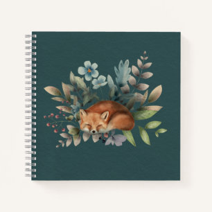Schlafende Fox-Blume Verlasst dunkelgrünen Hinterg Notizbuch
