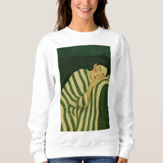 Schlafende Frau auf grüner Couch Sweatshirt