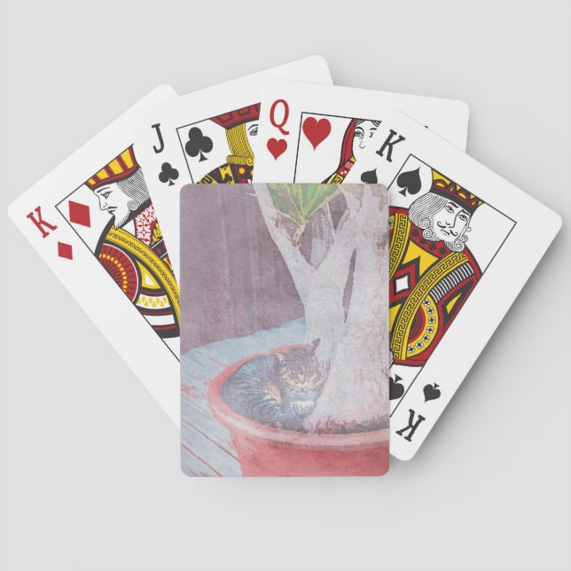 schlafende Freilandkatze Spielkarten (Rückseite)