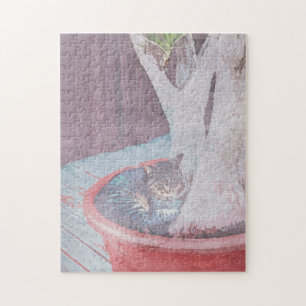 schlafende Freiluftkatze Digitale Kunst Wasserfarb