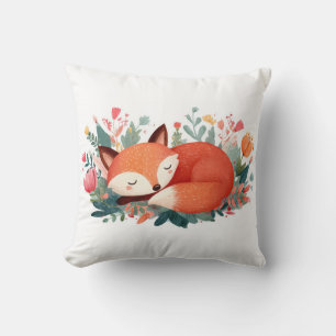 Schlafende Fuchs-Blumen-Süße Illustration Kissen
