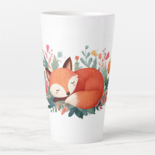 Schlafende Fuchs-Blumen-Süße Illustration Milchtasse