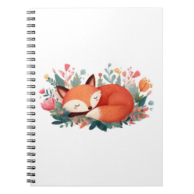 Schlafende Fuchs-Blumen-Süße Illustration Notizblock (Vorderseite)
