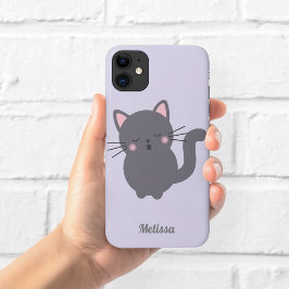 Schlafende graue Katze lila Handy-Hülle Case-Mate iPhone Hülle