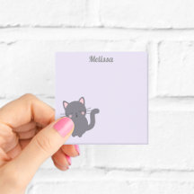 Schlafende Graue Katze Lila Klebezettel