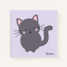 Schlafende Graue Katze Lila Personalisiertes Notiz