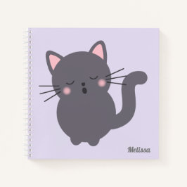 Schlafende Graue Katze Lila Personalisiertes Notiz Notizbuch