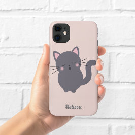 Schlafende graue Katze Rosa personalisierte Handyh Case-Mate iPhone Hülle