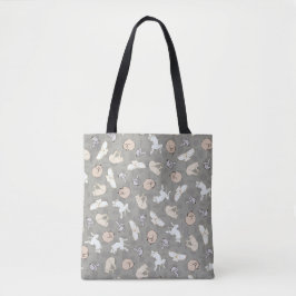 Schlafende Hunde Inspiriert Druck in Grau Orange Tasche