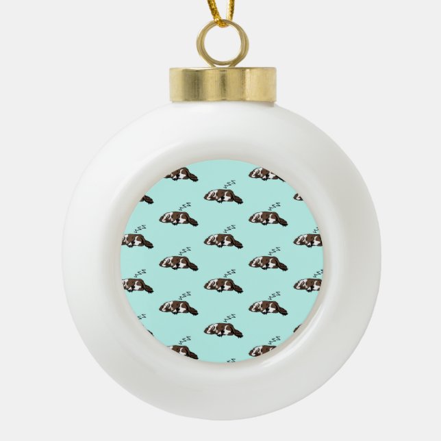 Schlafende Hunde ZZZ Cocker Spaniel Haustiere Besi Keramik Kugel-Ornament (Vorderseite)