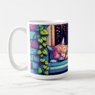 Schlafende Katze auf dem Fensterbrett Ai Kunst Kaffeetasse
