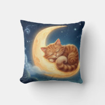 Schlafende Katze auf dem Mond Kinderzimmer-Kissen