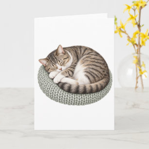 Schlafende Katze auf einer Kissenkarte Karte