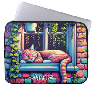 Schlafende Katze auf Fensterbank Ai-Kunst Personal Laptopschutzhülle