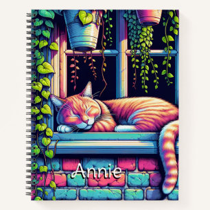 Schlafende Katze auf Fensterbank Ai Kunst Personal Notizbuch