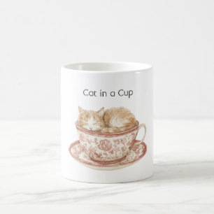 Schlafende Katze in einer Tasse