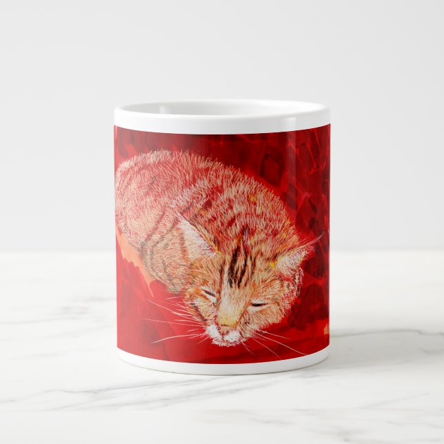 Schlafende Katze Jumbo-Tasse (Vorderseite)