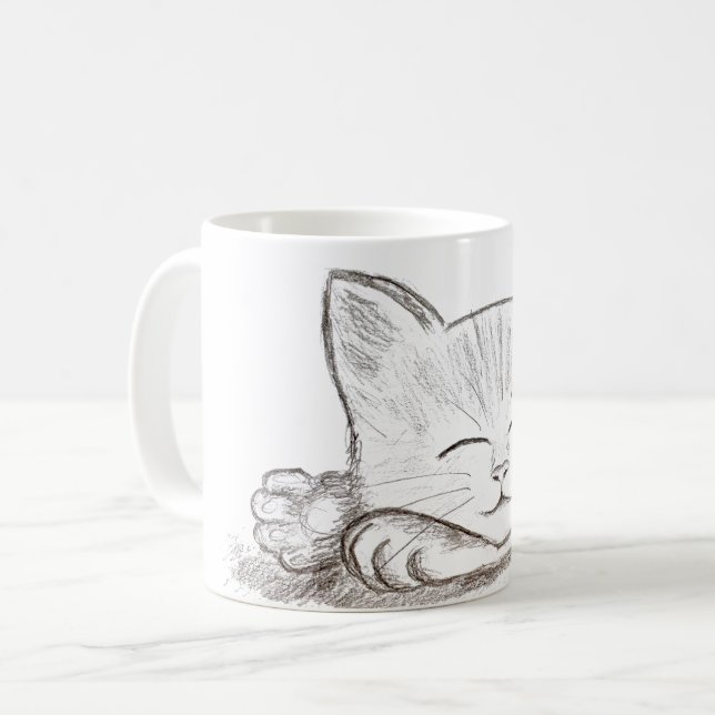 Schlafende Katze Kaffeetasse (Vorderseite Links)