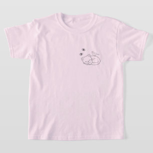Schlafende Katze Linienkunst T-Shirt