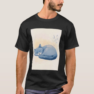 Schlafende Katze mit Lavendel Katzenliebhaber T-Shirt