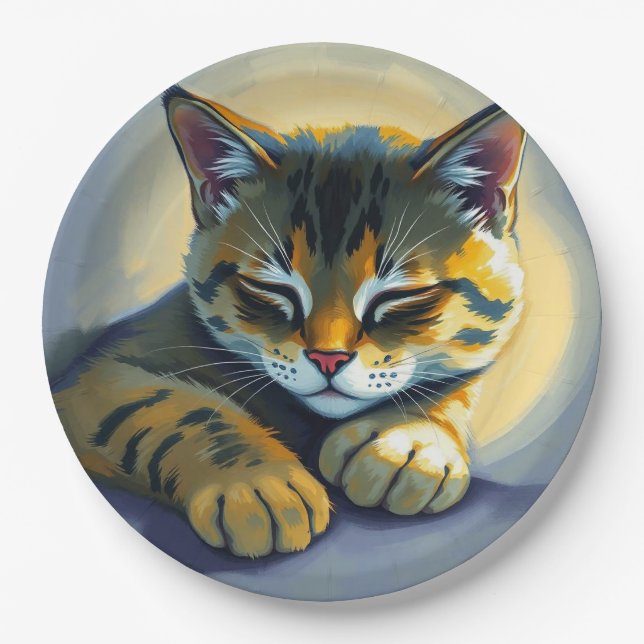 Schlafende Katze Pappteller (Vorderseite)