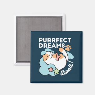 Schlafende Katze umarmt Stern – Purrfekte Träume S Magnet