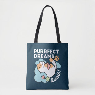 Schlafende Katze umarmt Stern – Purrfekte Träume S Tasche