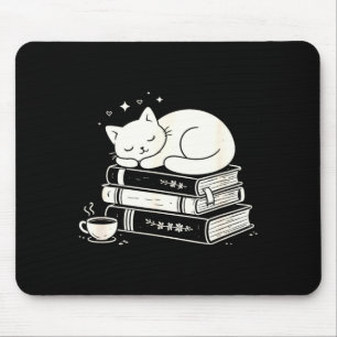 Schlafende Katze und Bücher süß niedlich gemütlich Mousepad