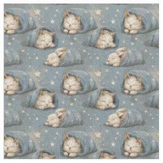 Schlafende Katzen unter dem sternenklaren Himmel,  Stoff