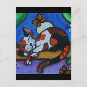 Schlafende Katzenschmetterlinge und Libellen Postkarte