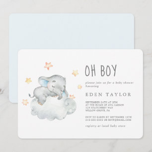 Schlafende kleine Elefant Oh Boy Baby Dusche Einladung