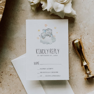 Schlafende kleine Elefantenjunge Babydusche UAWG RSVP Karte