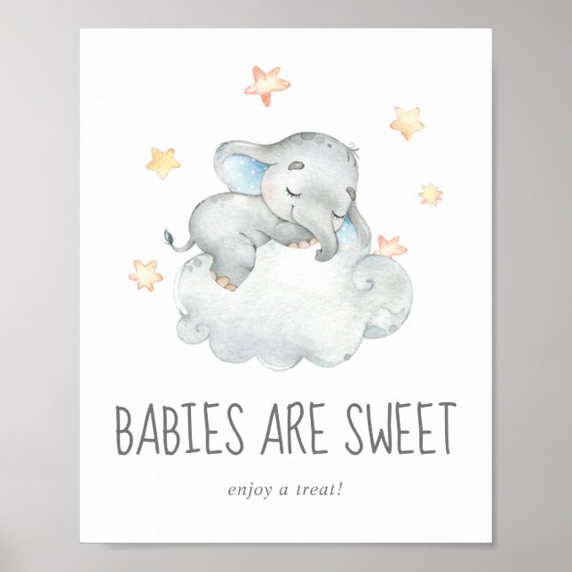 Schlafende kleine Elefantenjunge Babys sind süß Poster (Vorne)