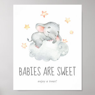 Schlafende kleine Elefantenmädchen Babys sind süß Poster