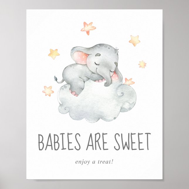 Schlafende kleine Elefantenmädchen Babys sind süß Poster (Vorne)